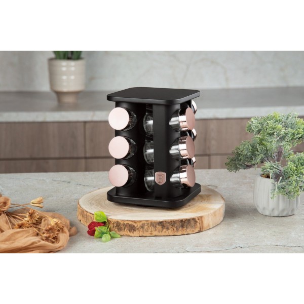 Приспособа для спецій, BerlingerHaus Black Rose BH-8559, набор для зберігання та дозування спецій (кухня)