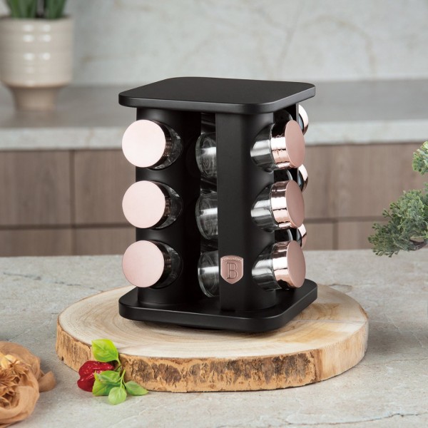 Приспособа для спецій, BerlingerHaus Black Rose BH-8559, набор для зберігання та дозування спецій (кухня)