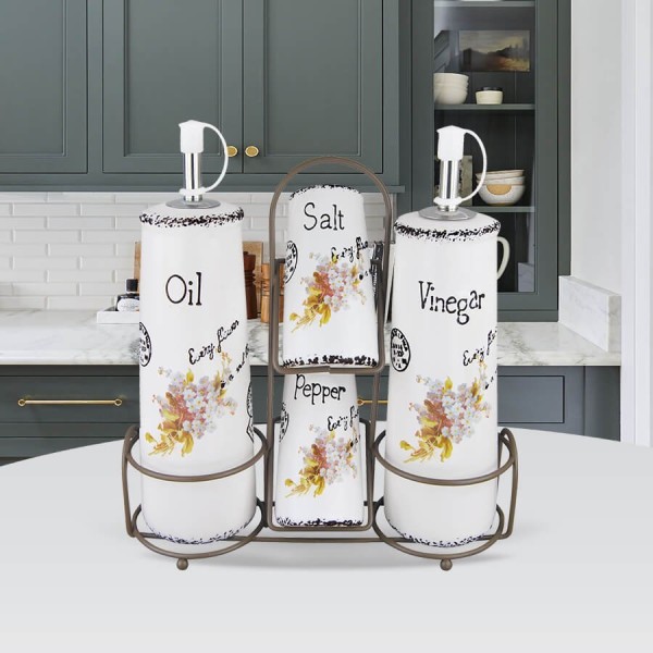 Набір для спецій, Maestro, Ceramiczny zestaw do przypraw 5 ел. MR-20049-04S (кухонна стільниця)