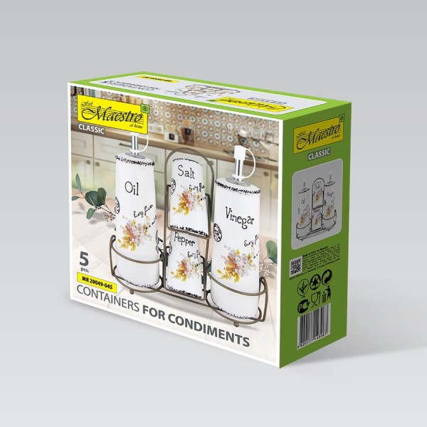 Набір для спецій, Maestro, Ceramiczny zestaw do przypraw 5 ел. MR-20049-04S (кухонна стільниця)