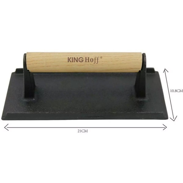 Praska do mięsa Kinghoff KH-1758 żeliwna 21 x 10,8 cm do burgerów