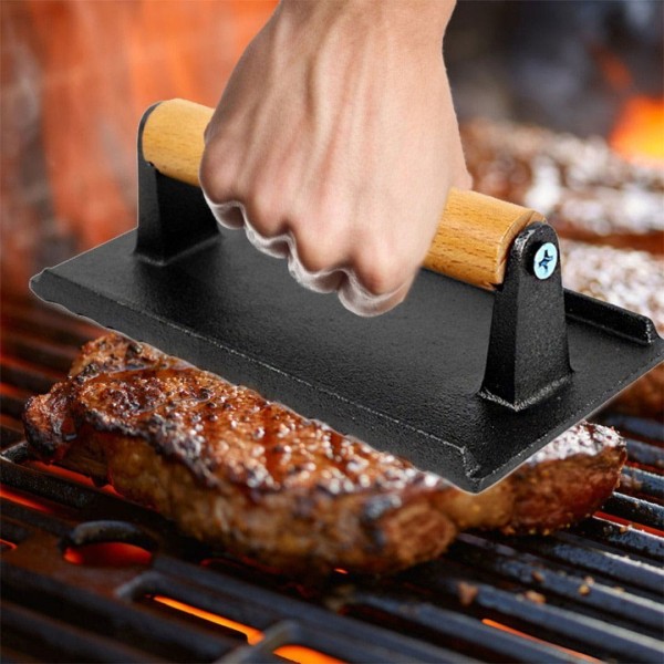 Praska do mięsa Kinghoff KH-1758 żeliwna 21 x 10,8 cm do burgerów