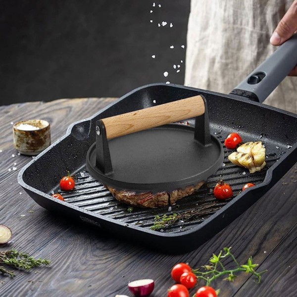 Praska do mięsa Kinghoff KH-1759 żeliwna 18 cm do przygotowania burgerów