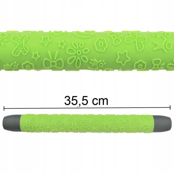 Wałek do ciasta Brunbeste BB-3324 zielony silikonowy dekoracyjny 35,5 cm