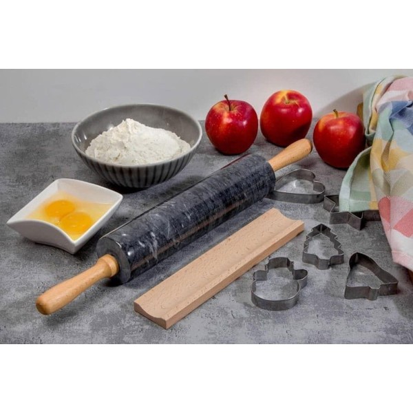 Кухонний валик Brunbeste BB-3145 з мармурової поверхнею 46 см для розкочування тіста з підставкою Кухонний валик Brunbeste BB-3145 з мармурової поверхнею 46 см для розкочування тіста з підставкою