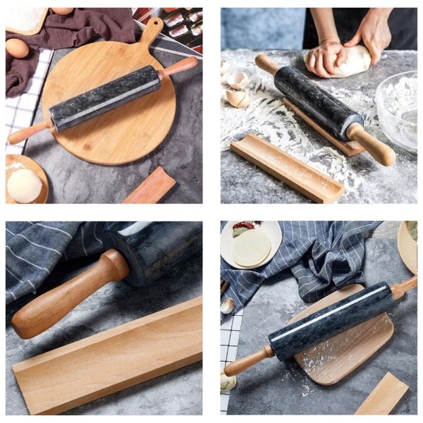 Кухонний валик Brunbeste BB-3145 з мармурової поверхнею 46 см для розкочування тіста з підставкою Кухонний валик Brunbeste BB-3145 з мармурової поверхнею 46 см для розкочування тіста з підставкою