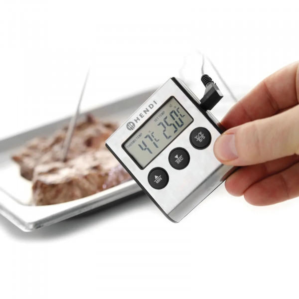 Termometr gastronomiczny do pieczenia z sondą i funkcją timera - Hendi 271346