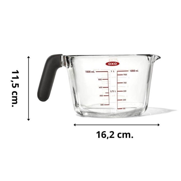 Мірний глечик, Good Grips, OXO-Miarka 1 л, скляний з мірною шкалою для кухні
