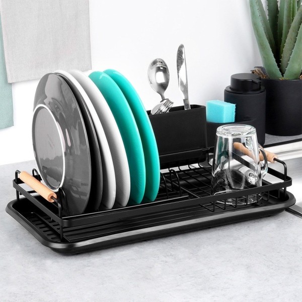 Сушарка для посуду, RADKA ORION 155211, стояча металева чорна 43×23.5×9.5 см — для сушіння тарілок і столових приборів