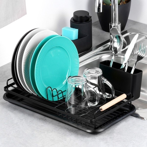 Сушарка для посуду, RADKA ORION 155211, стояча металева чорна 43×23.5×9.5 см — для сушіння тарілок і столових приборів