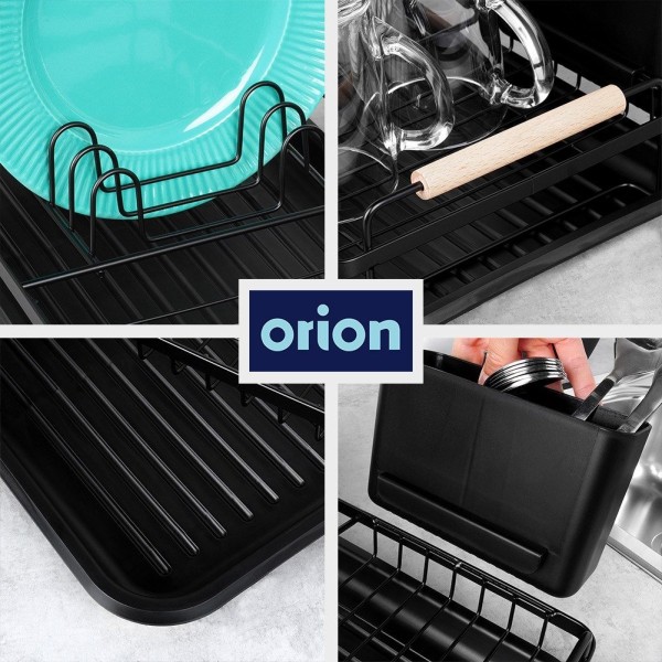 Сушарка для посуду, RADKA ORION 155211, стояча металева чорна 43×23.5×9.5 см — для сушіння тарілок і столових приборів