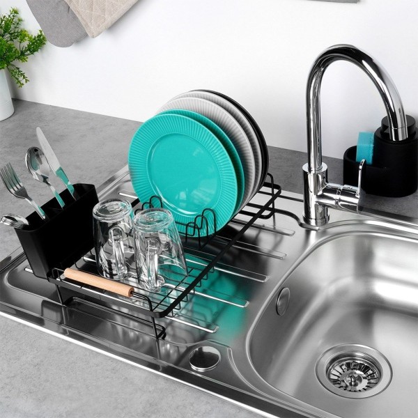 Сушарка для посуду, RADKA ORION 155211, стояча металева чорна 43×23.5×9.5 см — для сушіння тарілок і столових приборів