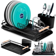 Сушарка для посуду, RADKA ORION 155211, стояча металева чорна 43×23.5×9.5 см — для сушіння тарілок і столових приборів