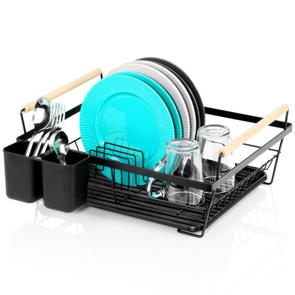 Сушарка для посуду VILDE 229188 — металева стояча, чорна, 45x33x18 см (для раковини/кухні)