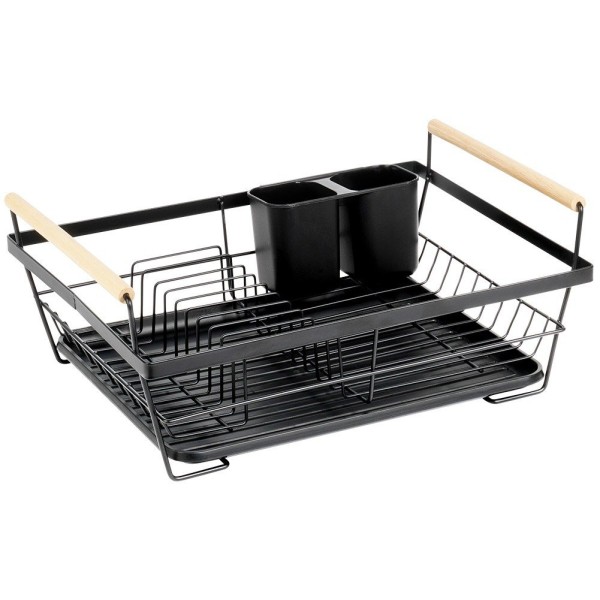 Сушарка для посуду VILDE 229188 — металева стояча, чорна, 45x33x18 см (для раковини/кухні)