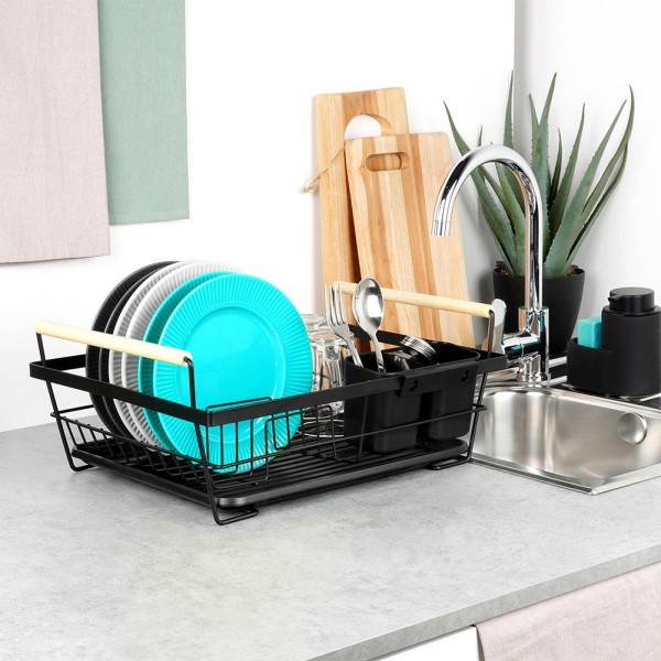 Сушарка для посуду VILDE 229188 — металева стояча, чорна, 45x33x18 см (для раковини/кухні)