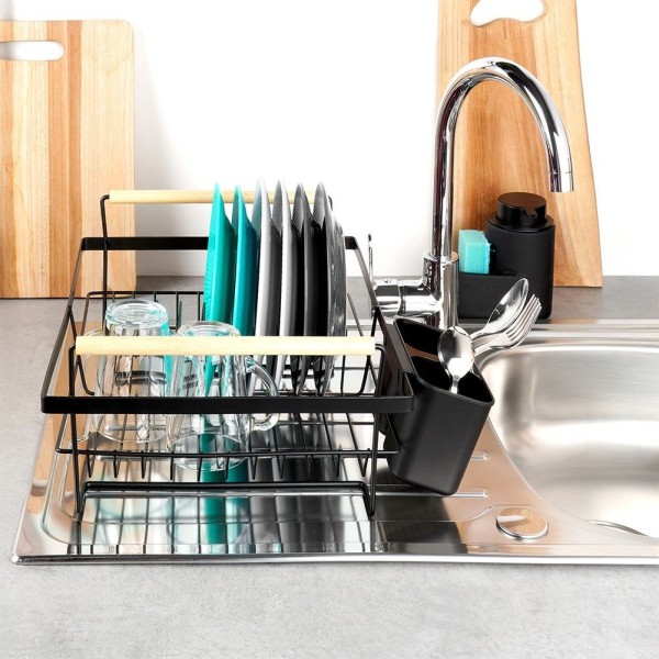 Сушарка для посуду VILDE 229188 — металева стояча, чорна, 45x33x18 см (для раковини/кухні)