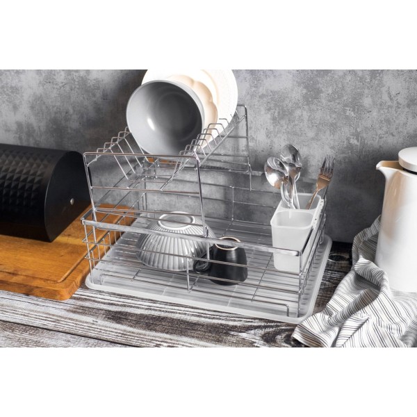 Сушарка для посуду, Brunbeste BB-3436, двоярусна 41×30×27.5 см — для сушіння тарілок і столових приборів