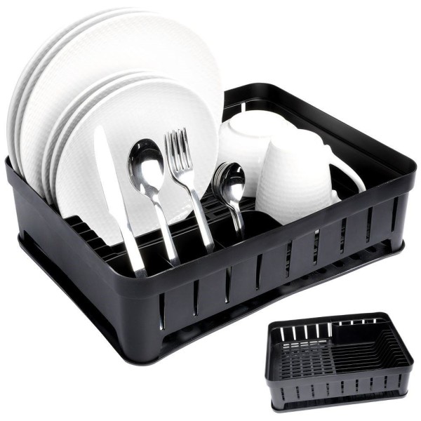 Сушарка для посуду VILDE 229061-C, стояча пластикова чорна 39.5×31×12 см, для кухонного стільця/раковини