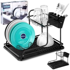 Сушарка для посуду Radka ORION 155212, двоярусна чорна, для раковини 42.5×32×29 см