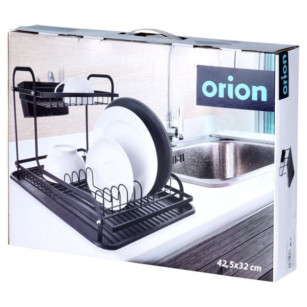 Сушарка для посуду Radka ORION 155212, двоярусна чорна, для раковини 42.5×32×29 см