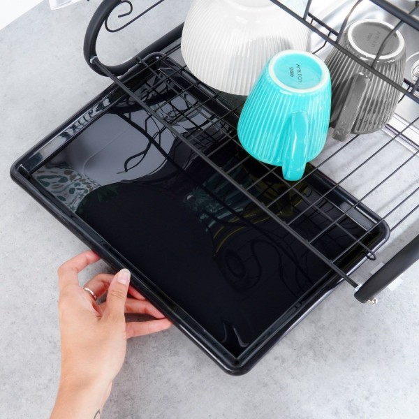 Сушарка для посуду VILDE 229109 двоярусна чорна 52×24.5×38 см — для сушіння тарілок і чашок