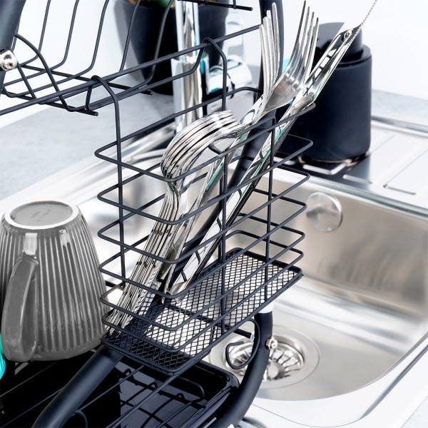 Сушарка для посуду VILDE 229109 двоярусна чорна 52×24.5×38 см — для сушіння тарілок і чашок