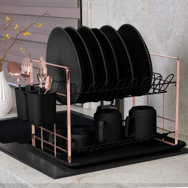 Ociekacz do naczyń BerlingerHaus Black Rose BH-8644 — suszarka na zlew, metaliczny efekt