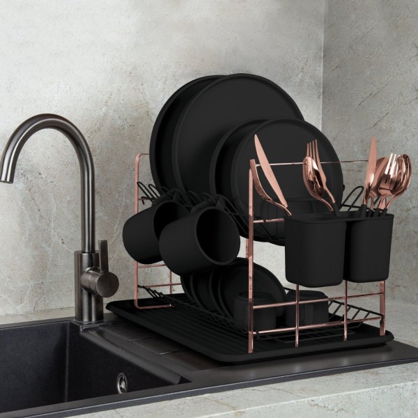 Ociekacz do naczyń BerlingerHaus Black Rose BH-8644 — suszarka na zlew, metaliczny efekt