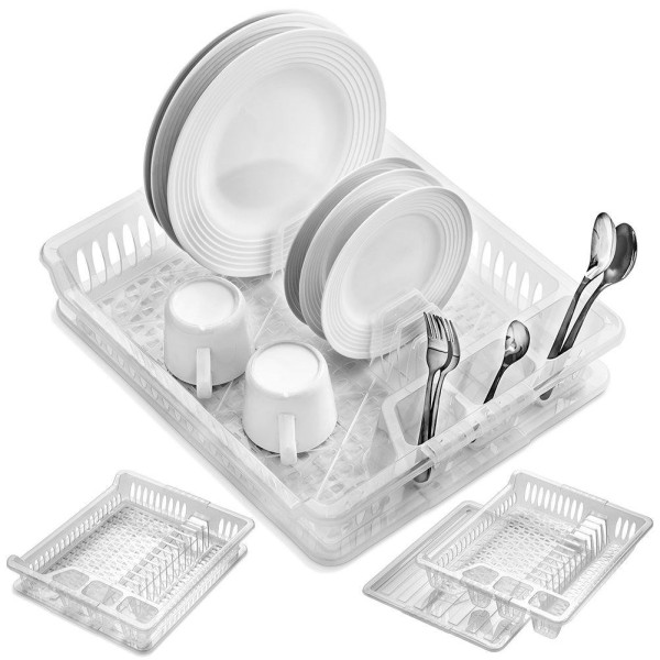 Сушарка для посуду ORION 150672, пластикова, настільна 46×37.5×8.5 см — для сушки тарілок та столових приборів