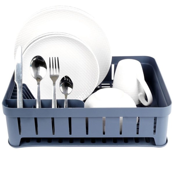 Сушарка для посуду VILDE 229061-S, стояча пластикова сіра 39.5×31×12 см, для кухні під мийку