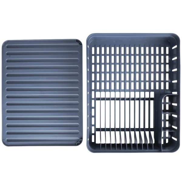 Сушарка для посуду VILDE 229061-S, стояча пластикова сіра 39.5×31×12 см, для кухні під мийку