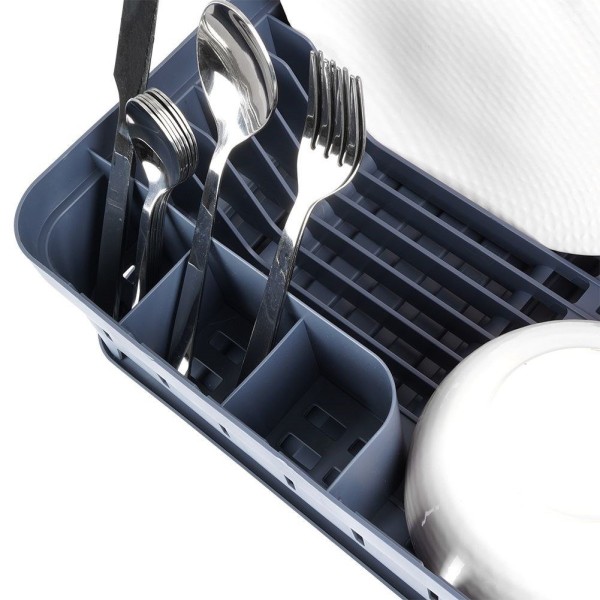 Сушарка для посуду VILDE 229061-S, стояча пластикова сіра 39.5×31×12 см, для кухні під мийку