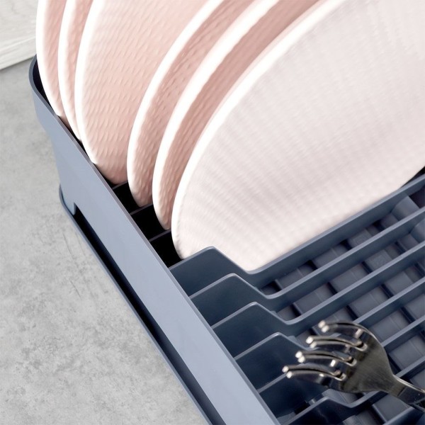 Сушарка для посуду VILDE 229061-S, стояча пластикова сіра 39.5×31×12 см, для кухні під мийку