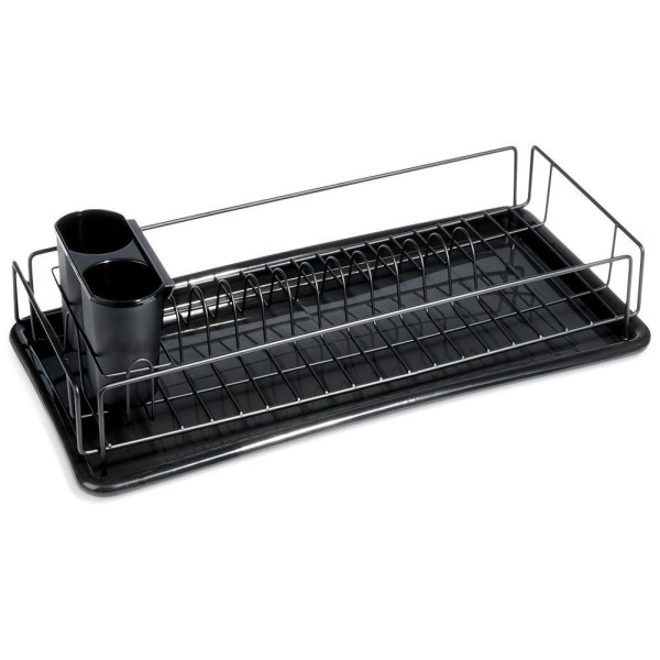 Сушарка для посуду VILDE 150627, настільна чорна 50×24×9 см — для миття та сушіння тарілок і столових приладів