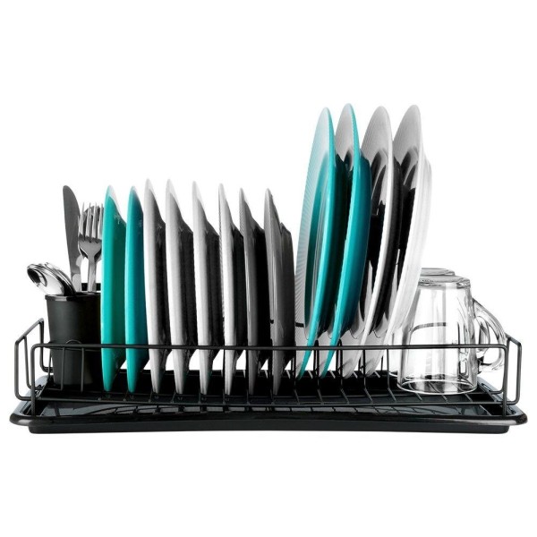 Сушарка для посуду VILDE 150627, настільна чорна 50×24×9 см — для миття та сушіння тарілок і столових приладів