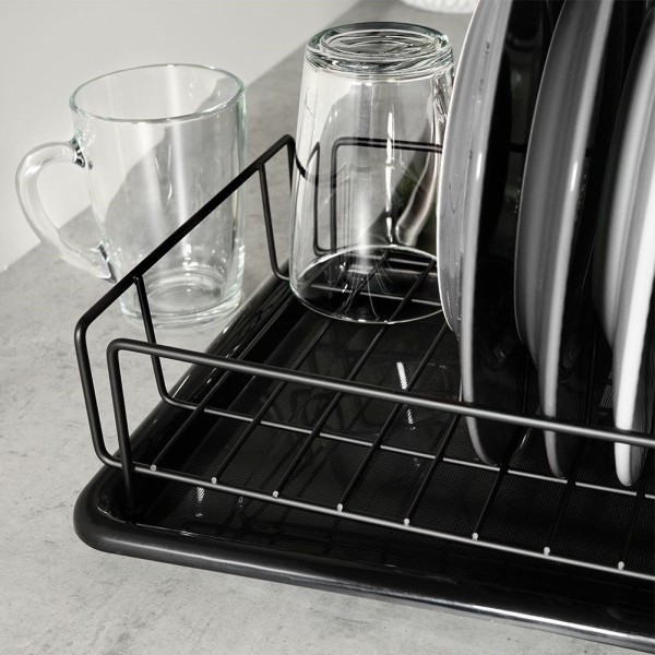 Сушарка для посуду VILDE 150627, настільна чорна 50×24×9 см — для миття та сушіння тарілок і столових приладів