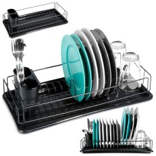 Сушарка для посуду VILDE 150627, настільна чорна 50×24×9 см — для миття та сушіння тарілок і столових приладів