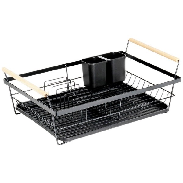 Сушарка для посуду VILDE 229189, стояча металева чорна 50,5×33×18 см — для сушіння тарілок і столових приборів