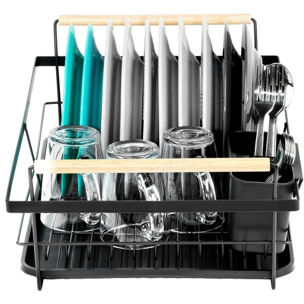 Сушарка для посуду VILDE 229189, стояча металева чорна 50,5×33×18 см — для сушіння тарілок і столових приборів