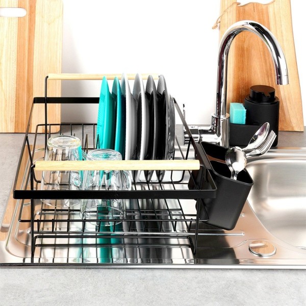 Сушарка для посуду VILDE 229189, стояча металева чорна 50,5×33×18 см — для сушіння тарілок і столових приборів