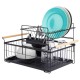 Стійка для посуду VILDE 229094, двоярусна чорна 48×29×28.5 см — для сушіння тарілок і столових приборів