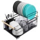 Стійка для посуду VILDE 229094, двоярусна чорна 48×29×28.5 см — для сушіння тарілок і столових приборів