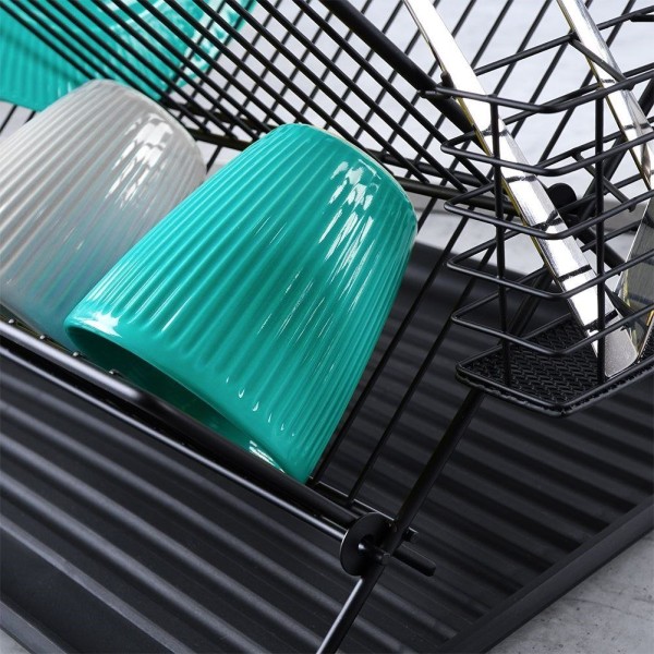 Сушарка для посуду VILDE 150622, стояча чорна 45×32×25.5 см для сушіння тарілок і стаканів