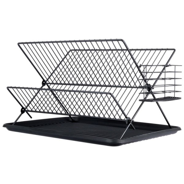 Сушарка для посуду VILDE 150622, стояча чорна 45×32×25.5 см для сушіння тарілок і стаканів