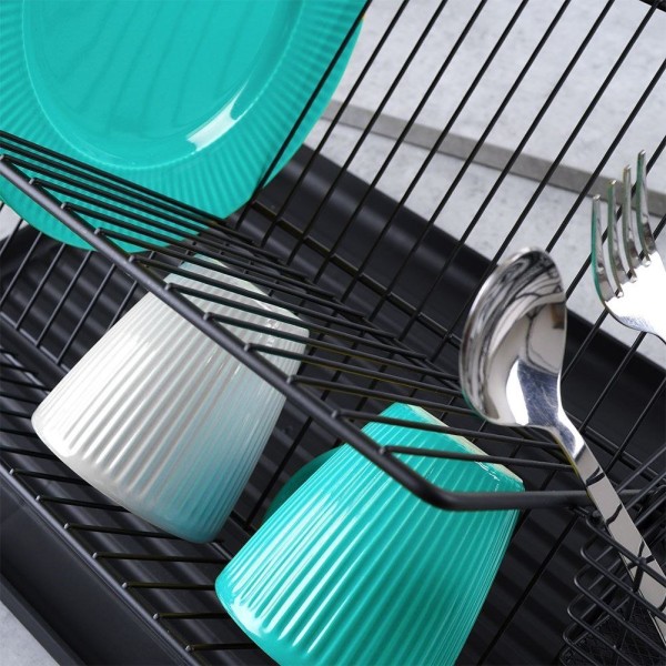 Сушарка для посуду VILDE 150622, стояча чорна 45×32×25.5 см для сушіння тарілок і стаканів