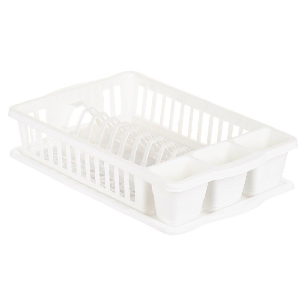 Сушарка для посуду VILDE 229178, пластикова біла 39.5×26×8.5 см — для сушіння тарілок і столових приборів