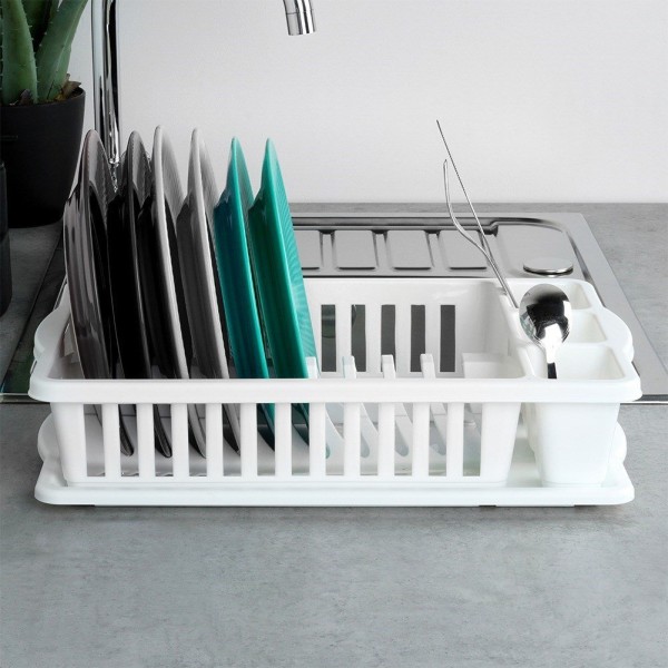 Сушарка для посуду VILDE 229178, пластикова біла 39.5×26×8.5 см — для сушіння тарілок і столових приборів