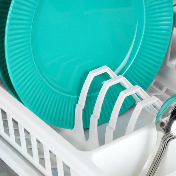 Сушарка для посуду VILDE 229178, пластикова біла 39.5×26×8.5 см — для сушіння тарілок і столових приборів