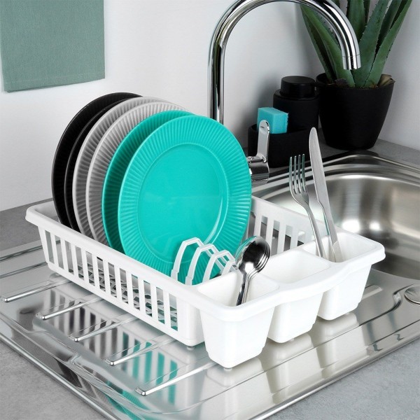 Сушарка для посуду VILDE 229178, пластикова біла 39.5×26×8.5 см — для сушіння тарілок і столових приборів